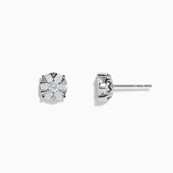 BH Multi 14K White Gold Diamond Cluster Stud Earrings, 1.01 TCW | Earrings
