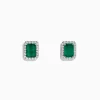 BH Multi 14K White Gold Diamond Halo Emerald Stud Earrings, 2.15 TCW | Earrings