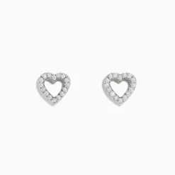 Effy Jewelry 18K White Gold Diamond Heart Stud Earrings | Earrings