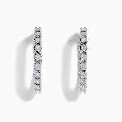 Effy Jewelry 14K White Gold Diamond Hoop Earrings | Earrings