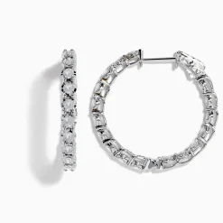 Effy Jewelry 14K White Gold Diamond Hoop Earrings | Earrings