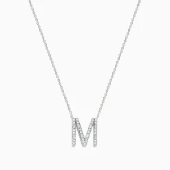 Effy Jewelry 14K White Gold Diamond Initial "M" Pendant | Necklaces & Pendants