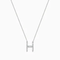 Effy Jewelry 14K White Gold Diamond Initial "H" Pendant | Necklaces & Pendants