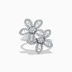 Effy Jewelry 14K White Gold Diamond Multi Flower Ring | Rings