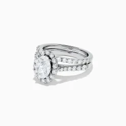 GSJ 14K White Gold Diamond Ring and Matching Band Set, 2.00 TCW | Rings