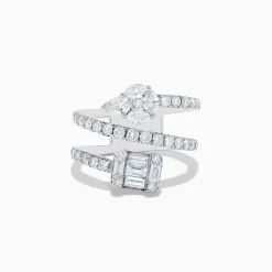 Effy Jewelry 14K White Gold Diamond Spiral Ring | Rings
