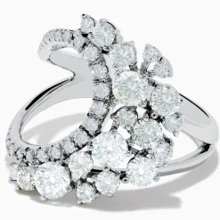 Effy Jewelry 14K White Gold Diamond Wave Ring | Rings