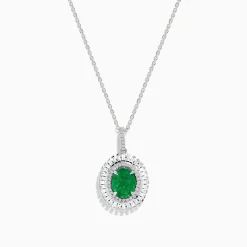 Effy Jewelry 14K White Gold Emerald and Diamond Pendant | Necklaces & Pendants