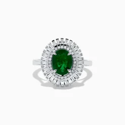 Effy Jewelry 14K White Gold Emerald and Diamond Ring | Rings