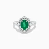 Effy Jewelry 18K White Gold Emerald and Diamond Ring | Rings