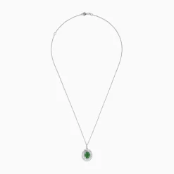 Effy Jewelry 14K White Gold Emerald and Diamond Pendant | Necklaces & Pendants