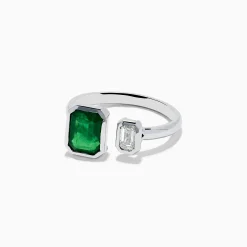 Effy Jewelry 14K White Gold Emerald and Diamond Toi Et Moi Ring | Rings