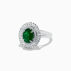 Effy Jewelry 14K White Gold Emerald and Diamond Ring | Rings
