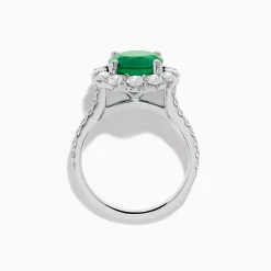 Effy Jewelry 18K White Gold Emerald and Diamond Halo Ring | Rings