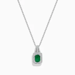 Effy Jewelry 14K White Gold Emerald u0026 Diamond Pendant, 1.25 TCW | Necklaces & Pendants