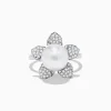 Effy Jewelry 14K White Gold Fresh Water Pearl and Diamond Flower Ring | Rings