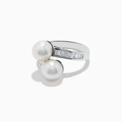 Effy Jewelry 14K White Gold Fresh Water Pearl and Diamond Ring | Rings