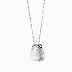 Effy Jewelry 14K White Gold Fresh Water Pearl and Diamond Pendant | Necklaces & Pendants