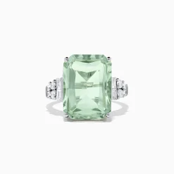 BH Multi 14K White Gold Green Amethyst and Diamond Cocktail Ring, 11.94 TCW | Rings