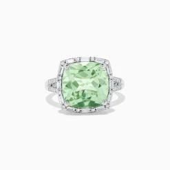 BH Multi 14K White Gold Green Amethyst and Diamond Ring | Rings