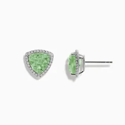 Effy Jewelry 14K White Gold Green Amethyst and Diamond Earrings | Earrings