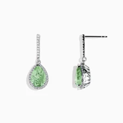 Effy Jewelry 14K White Gold Green Amethyst and Diamond Drop Earrings | Earrings
