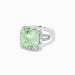 BH Multi 14K White Gold Green Amethyst and Diamond Ring | Rings