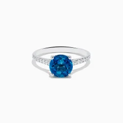 Effy Jewelry 14K White Gold London Blue Topaz and Diamond Ring | Rings