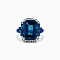BH Multi 14K White Gold London Blue Topaz and Diamond Ring, 9.47 TCW | Rings
