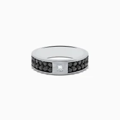 Effy Jewelry 14K White Gold Men's Black and White Diamond Ring, 1.15 TCW | Mens