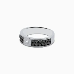 Effy Jewelry 14K White Gold Men's Black and White Diamond Ring, 1.15 TCW | Mens