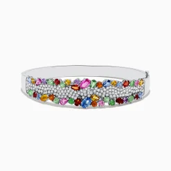 Effy Jewelry 14K White Gold Multi Sapphire and Diamond Bangle | Bracelets