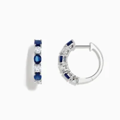 BH Multi 14K White Gold Multi Sapphire Hoop Earrings | Earrings