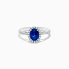 Effy Jewelry 14K White Gold Oval Blue Sapphire and Diamond Ring | Rings