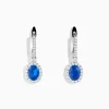 Effy Jewelry 14K White Gold Oval Blue Sapphire and Diamond Drop Earrings | Earrings