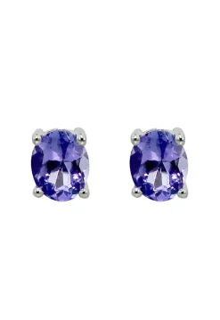 ADJ Tanzanite Stud Program 14K White Gold Oval Tanzanite Stud Earrings, 0.65 TCW | Earrings
