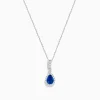 Effy Jewelry 14K White Gold Pear Shape Blue Sapphire and Diamond Pendant | Necklaces & Pendants