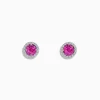 Effy Jewelry 14K White Gold Pink Sapphire and Diamond Stud Earrings | Earrings