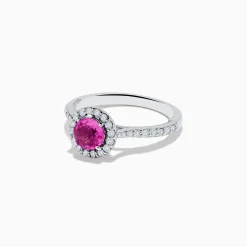 Effy Jewelry 14K White Gold Pink Sapphire and Diamond Ring | Rings