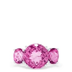 Effy Jewelry 14K White Gold Pink Topaz Three Stone Ring, 8.00 TCW | Rings