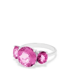 Effy Jewelry 14K White Gold Pink Topaz Three Stone Ring, 8.00 TCW | Rings
