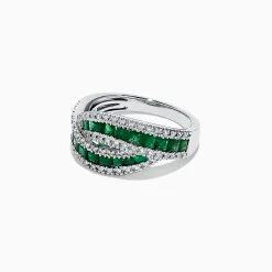 Effy Jewelry 14K White Gold Princess Cut Emerald and Diamond Ring, 1.76 TCW | Rings