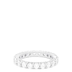 Louis Creations 14K White Gold Prong Set Diamond Eternity Band, 3.00 TCW | Rings