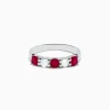 Effy Jewelry 14K White Gold Ruby and Diamond Stacking Band, 1.14 TCW | Rings