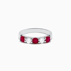 Effy Jewelry 14K White Gold Ruby and Diamond Stacking Band, 1.14 TCW | Rings