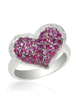 Effy Jewelry 14K White Gold Ruby and Diamond Heart Ring, 1.32 TCW | Rings