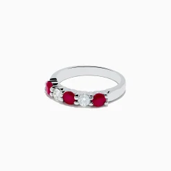 Effy Jewelry 14K White Gold Ruby and Diamond Stacking Band, 1.14 TCW | Rings