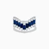 Effy Jewelry 14K White Gold Sapphire and Diamond Contoured Band Ring | Rings