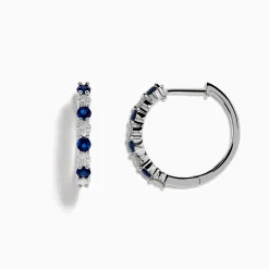 Effy Jewelry 14K White Gold Sapphire and Diamond Hoop Earrings | Earrings