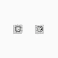 Effy Jewelry 14K White Gold Square Diamond Halo Stud Earrings 0.46 TCW | Earrings